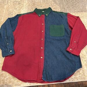 Copper Key NWT Color Block Pocket Button Shirt, Vintage Western Shirt, size M